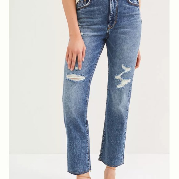 NWT Anthropologie Pilcro The Vintage Straight Jeans Distressed Raw Hem Size 29 - Picture 3 of 6